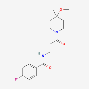 molecular formula C17H23FN2O3 B6963721 4-fluoro-N-[3-(4-methoxy-4-methylpiperidin-1-yl)-3-oxopropyl]benzamide 