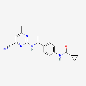 N-[4-[1-[(4-cyano-6-methylpyrimidin-2-yl)amino]ethyl]phenyl]cyclopropanecarboxamide