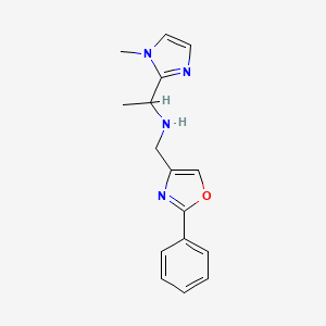 molecular formula C16H18N4O B6963759 1-(1-methylimidazol-2-yl)-N-[(2-phenyl-1,3-oxazol-4-yl)methyl]ethanamine 