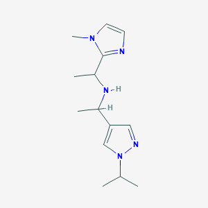 molecular formula C14H23N5 B6963780 N-[1-(1-methylimidazol-2-yl)ethyl]-1-(1-propan-2-ylpyrazol-4-yl)ethanamine 