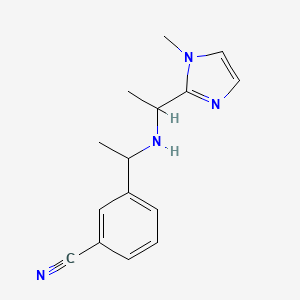 molecular formula C15H18N4 B6963811 3-[1-[1-(1-Methylimidazol-2-yl)ethylamino]ethyl]benzonitrile 