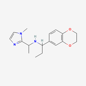 molecular formula C17H23N3O2 B6963821 1-(2,3-dihydro-1,4-benzodioxin-6-yl)-N-[1-(1-methylimidazol-2-yl)ethyl]propan-1-amine 