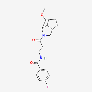 4-fluoro-N-[3-(2-methoxy-4-azatricyclo[4.2.1.03,7]nonan-4-yl)-3-oxopropyl]benzamide