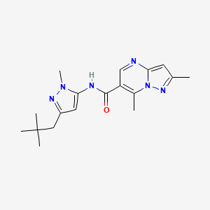 molecular formula C18H24N6O B6963867 N-[5-(2,2-dimethylpropyl)-2-methylpyrazol-3-yl]-2,7-dimethylpyrazolo[1,5-a]pyrimidine-6-carboxamide 