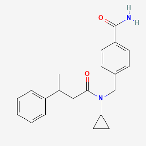 molecular formula C21H24N2O2 B6963927 4-[[Cyclopropyl(3-phenylbutanoyl)amino]methyl]benzamide 