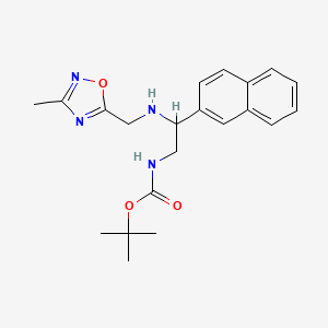 molecular formula C21H26N4O3 B6963970 tert-butyl N-[2-[(3-methyl-1,2,4-oxadiazol-5-yl)methylamino]-2-naphthalen-2-ylethyl]carbamate 