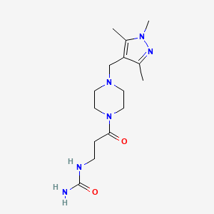 molecular formula C15H26N6O2 B6964015 [3-Oxo-3-[4-[(1,3,5-trimethylpyrazol-4-yl)methyl]piperazin-1-yl]propyl]urea 