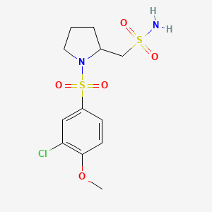 molecular formula C12H17ClN2O5S2 B6964087 [1-(3-Chloro-4-methoxyphenyl)sulfonylpyrrolidin-2-yl]methanesulfonamide 