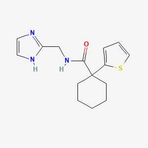 molecular formula C15H19N3OS B6964098 N-(1H-imidazol-2-ylmethyl)-1-thiophen-2-ylcyclohexane-1-carboxamide 