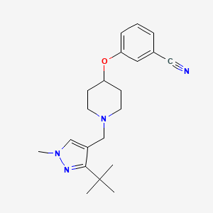 3-[1-[(3-Tert-butyl-1-methylpyrazol-4-yl)methyl]piperidin-4-yl]oxybenzonitrile