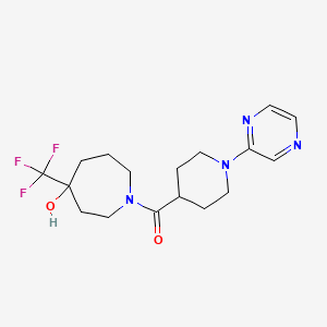 molecular formula C17H23F3N4O2 B6964129 [4-Hydroxy-4-(trifluoromethyl)azepan-1-yl]-(1-pyrazin-2-ylpiperidin-4-yl)methanone 