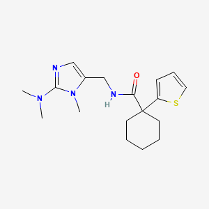 molecular formula C18H26N4OS B6964130 N-[[2-(dimethylamino)-3-methylimidazol-4-yl]methyl]-1-thiophen-2-ylcyclohexane-1-carboxamide 