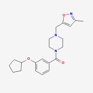 molecular formula C21H27N3O3 B6964149 (3-Cyclopentyloxyphenyl)-[4-[(3-methyl-1,2-oxazol-5-yl)methyl]piperazin-1-yl]methanone 