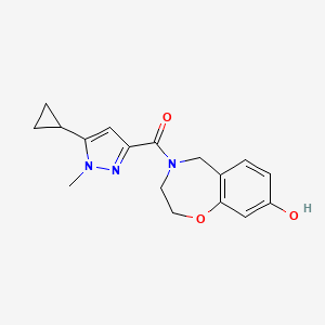 molecular formula C17H19N3O3 B6964164 (5-cyclopropyl-1-methylpyrazol-3-yl)-(8-hydroxy-3,5-dihydro-2H-1,4-benzoxazepin-4-yl)methanone 