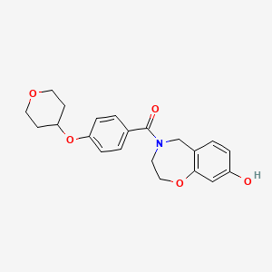 molecular formula C21H23NO5 B6964171 (8-hydroxy-3,5-dihydro-2H-1,4-benzoxazepin-4-yl)-[4-(oxan-4-yloxy)phenyl]methanone 