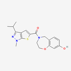 molecular formula C19H21N3O3S B6964177 (8-hydroxy-3,5-dihydro-2H-1,4-benzoxazepin-4-yl)-(1-methyl-3-propan-2-ylthieno[2,3-c]pyrazol-5-yl)methanone 