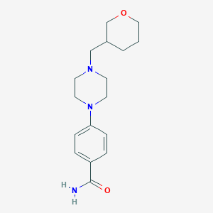 molecular formula C17H25N3O2 B6964223 4-[4-(Oxan-3-ylmethyl)piperazin-1-yl]benzamide 