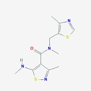 N,3-dimethyl-5-(methylamino)-N-[(4-methyl-1,3-thiazol-5-yl)methyl]-1,2-thiazole-4-carboxamide