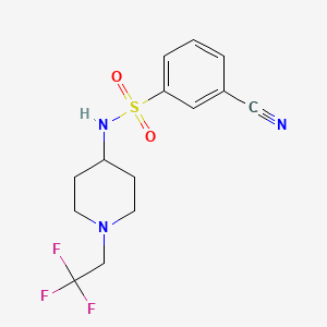 molecular formula C14H16F3N3O2S B6964257 3-cyano-N-[1-(2,2,2-trifluoroethyl)piperidin-4-yl]benzenesulfonamide 