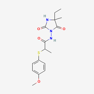 N-(4-ethyl-4-methyl-2,5-dioxoimidazolidin-1-yl)-2-(4-methoxyphenyl)sulfanylpropanamide