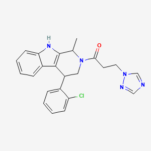 molecular formula C23H22ClN5O B6964420 1-[4-(2-Chlorophenyl)-1-methyl-1,3,4,9-tetrahydropyrido[3,4-b]indol-2-yl]-3-(1,2,4-triazol-1-yl)propan-1-one 