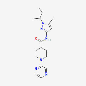 molecular formula C18H26N6O B6964425 N-(1-butan-2-yl-5-methylpyrazol-3-yl)-1-pyrazin-2-ylpiperidine-4-carboxamide 