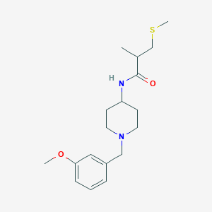 molecular formula C18H28N2O2S B6964432 N-[1-[(3-methoxyphenyl)methyl]piperidin-4-yl]-2-methyl-3-methylsulfanylpropanamide 