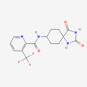 molecular formula C15H15F3N4O3 B6964456 N-(2,4-dioxo-1,3-diazaspiro[4.5]decan-8-yl)-3-(trifluoromethyl)pyridine-2-carboxamide 