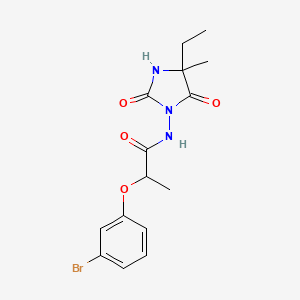 molecular formula C15H18BrN3O4 B6964468 2-(3-bromophenoxy)-N-(4-ethyl-4-methyl-2,5-dioxoimidazolidin-1-yl)propanamide 