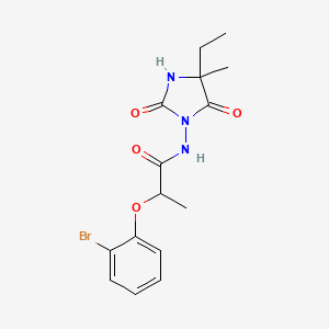 molecular formula C15H18BrN3O4 B6964480 2-(2-bromophenoxy)-N-(4-ethyl-4-methyl-2,5-dioxoimidazolidin-1-yl)propanamide 