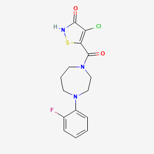 molecular formula C15H15ClFN3O2S B6964496 4-Chloro-5-[4-(2-fluorophenyl)-1,4-diazepane-1-carbonyl]-1,2-thiazol-3-one 