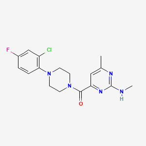 [4-(2-Chloro-4-fluorophenyl)piperazin-1-yl]-[6-methyl-2-(methylamino)pyrimidin-4-yl]methanone