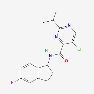 molecular formula C17H17ClFN3O B6964595 5-chloro-N-(5-fluoro-2,3-dihydro-1H-inden-1-yl)-2-propan-2-ylpyrimidine-4-carboxamide 