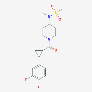 molecular formula C17H22F2N2O3S B6964612 N-[1-[2-(3,4-difluorophenyl)cyclopropanecarbonyl]piperidin-4-yl]-N-methylmethanesulfonamide 