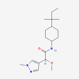 2-methoxy-N-[4-(2-methylbutan-2-yl)cyclohexyl]-2-(1-methylpyrazol-4-yl)acetamide