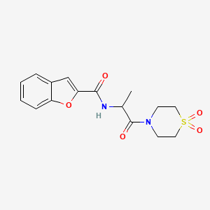 molecular formula C16H18N2O5S B6964639 N-[1-(1,1-dioxo-1,4-thiazinan-4-yl)-1-oxopropan-2-yl]-1-benzofuran-2-carboxamide 