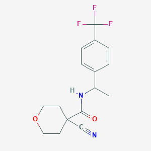 4-cyano-N-[1-[4-(trifluoromethyl)phenyl]ethyl]oxane-4-carboxamide