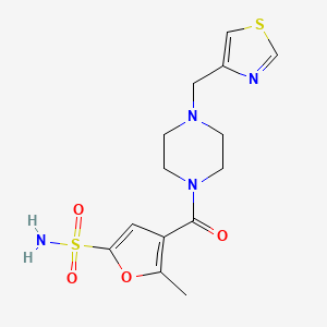 molecular formula C14H18N4O4S2 B6964685 5-Methyl-4-[4-(1,3-thiazol-4-ylmethyl)piperazine-1-carbonyl]furan-2-sulfonamide 