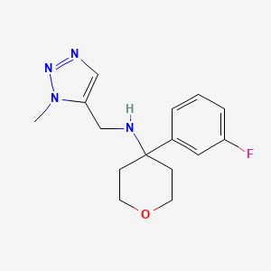 molecular formula C15H19FN4O B6964711 4-(3-fluorophenyl)-N-[(3-methyltriazol-4-yl)methyl]oxan-4-amine 