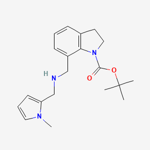 molecular formula C20H27N3O2 B6964718 Tert-butyl 7-[[(1-methylpyrrol-2-yl)methylamino]methyl]-2,3-dihydroindole-1-carboxylate 