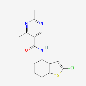 molecular formula C15H16ClN3OS B6964732 N-(2-chloro-4,5,6,7-tetrahydro-1-benzothiophen-4-yl)-2,4-dimethylpyrimidine-5-carboxamide 