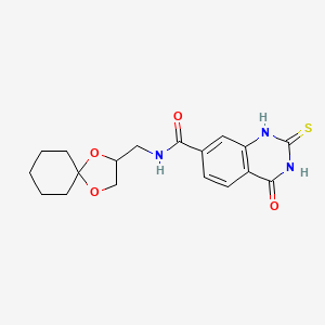 molecular formula C18H21N3O4S B6964760 N-(1,4-dioxaspiro[4.5]decan-3-ylmethyl)-4-oxo-2-sulfanylidene-1H-quinazoline-7-carboxamide 