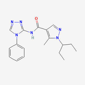 molecular formula C18H22N6O B6964767 5-methyl-1-pentan-3-yl-N-(4-phenyl-1,2,4-triazol-3-yl)pyrazole-4-carboxamide 