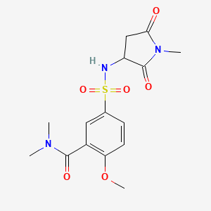 molecular formula C15H19N3O6S B6964793 2-methoxy-N,N-dimethyl-5-[(1-methyl-2,5-dioxopyrrolidin-3-yl)sulfamoyl]benzamide 