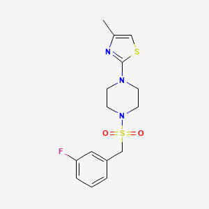 molecular formula C15H18FN3O2S2 B6964833 2-[4-[(3-Fluorophenyl)methylsulfonyl]piperazin-1-yl]-4-methyl-1,3-thiazole 