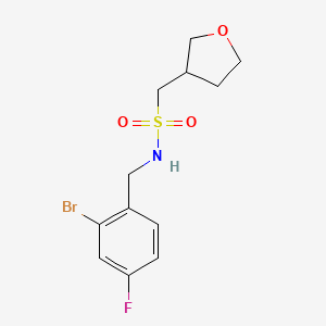 molecular formula C12H15BrFNO3S B6964849 N-[(2-bromo-4-fluorophenyl)methyl]-1-(oxolan-3-yl)methanesulfonamide 