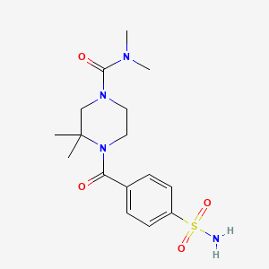 molecular formula C16H24N4O4S B6964852 N,N,3,3-tetramethyl-4-(4-sulfamoylbenzoyl)piperazine-1-carboxamide 