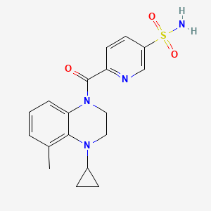 molecular formula C18H20N4O3S B6964857 6-(4-Cyclopropyl-5-methyl-2,3-dihydroquinoxaline-1-carbonyl)pyridine-3-sulfonamide 