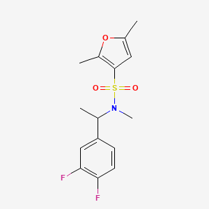 molecular formula C15H17F2NO3S B6964892 N-[1-(3,4-difluorophenyl)ethyl]-N,2,5-trimethylfuran-3-sulfonamide 