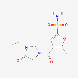 molecular formula C11H15N3O5S B6964921 4-(3-Ethyl-4-oxoimidazolidine-1-carbonyl)-5-methylfuran-2-sulfonamide 